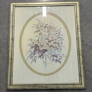 Vintage Framed Butterfly Serenade Lithograph | Art Print by Janet Clack